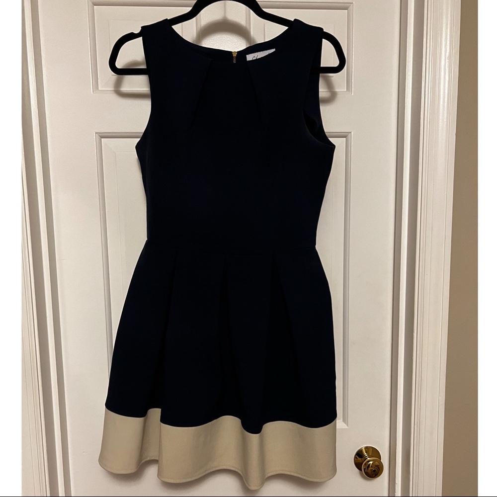 Closet London womens dress. Navy blue & cream, fit & flare. Size 8